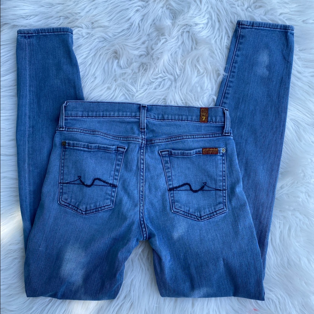 7 for all mankind light blue skinny jeans